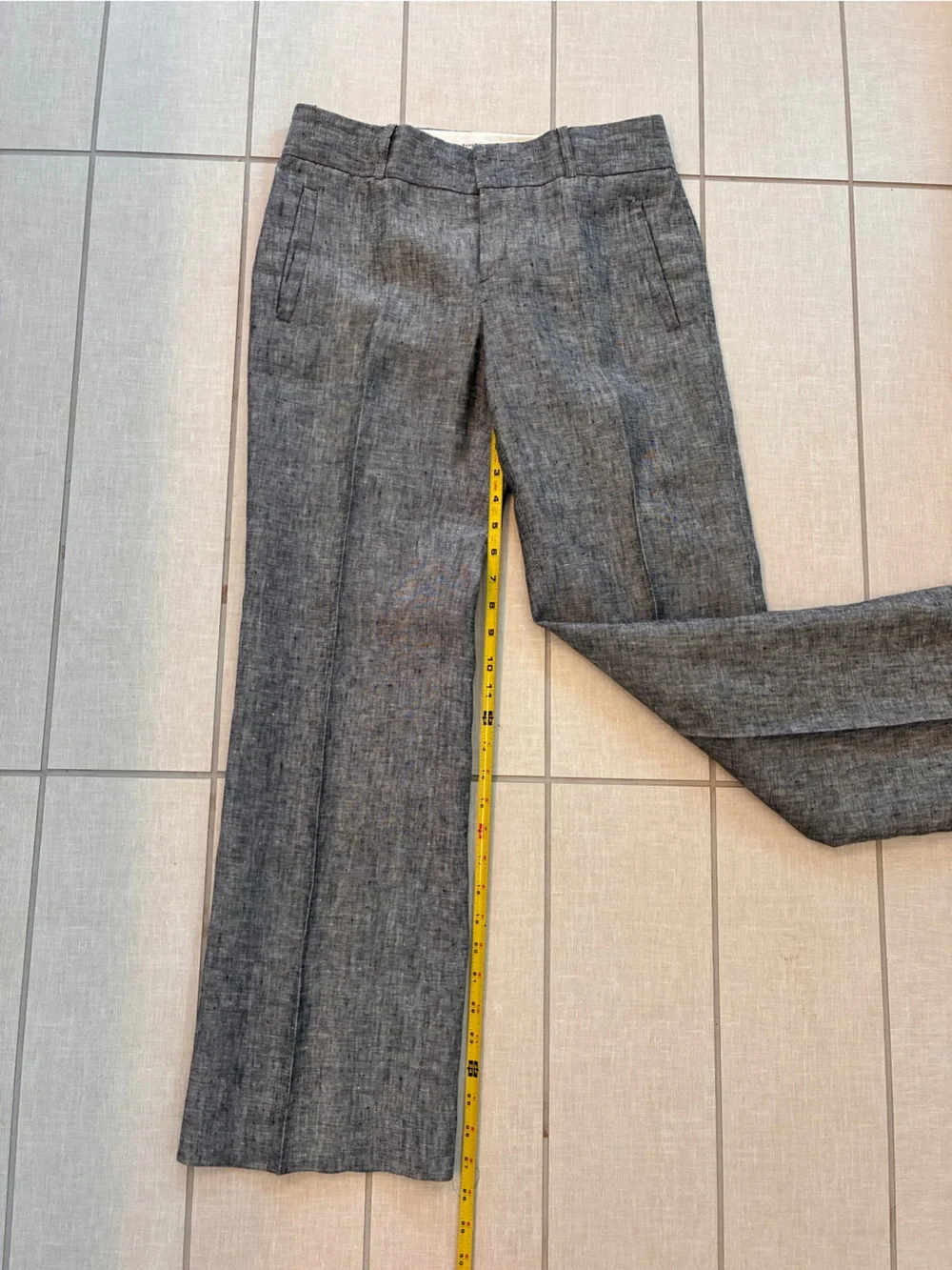 Banana Republic Heather Gray Linen Wide Leg CropTrousers